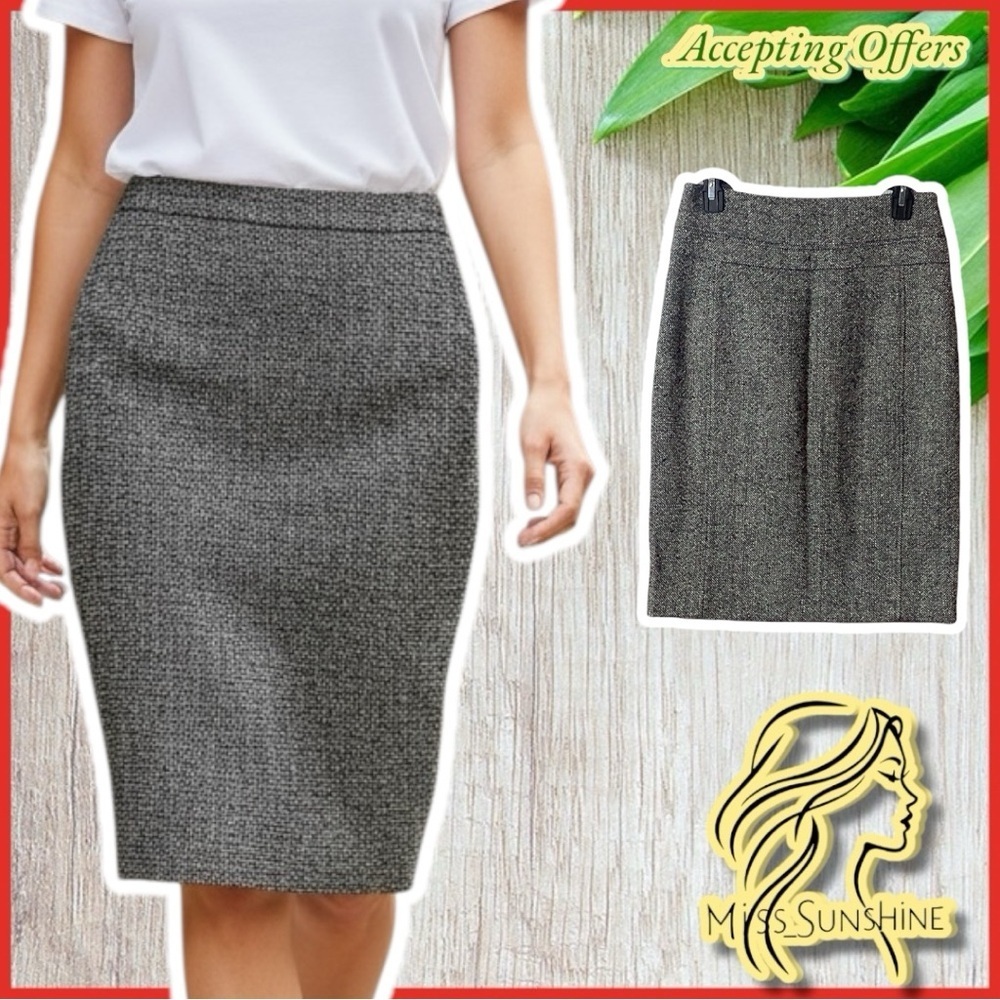 Club Monaco NEW - Sz 6 - Marty Skirt Jupe - tweedy pencil skirt w/ slit